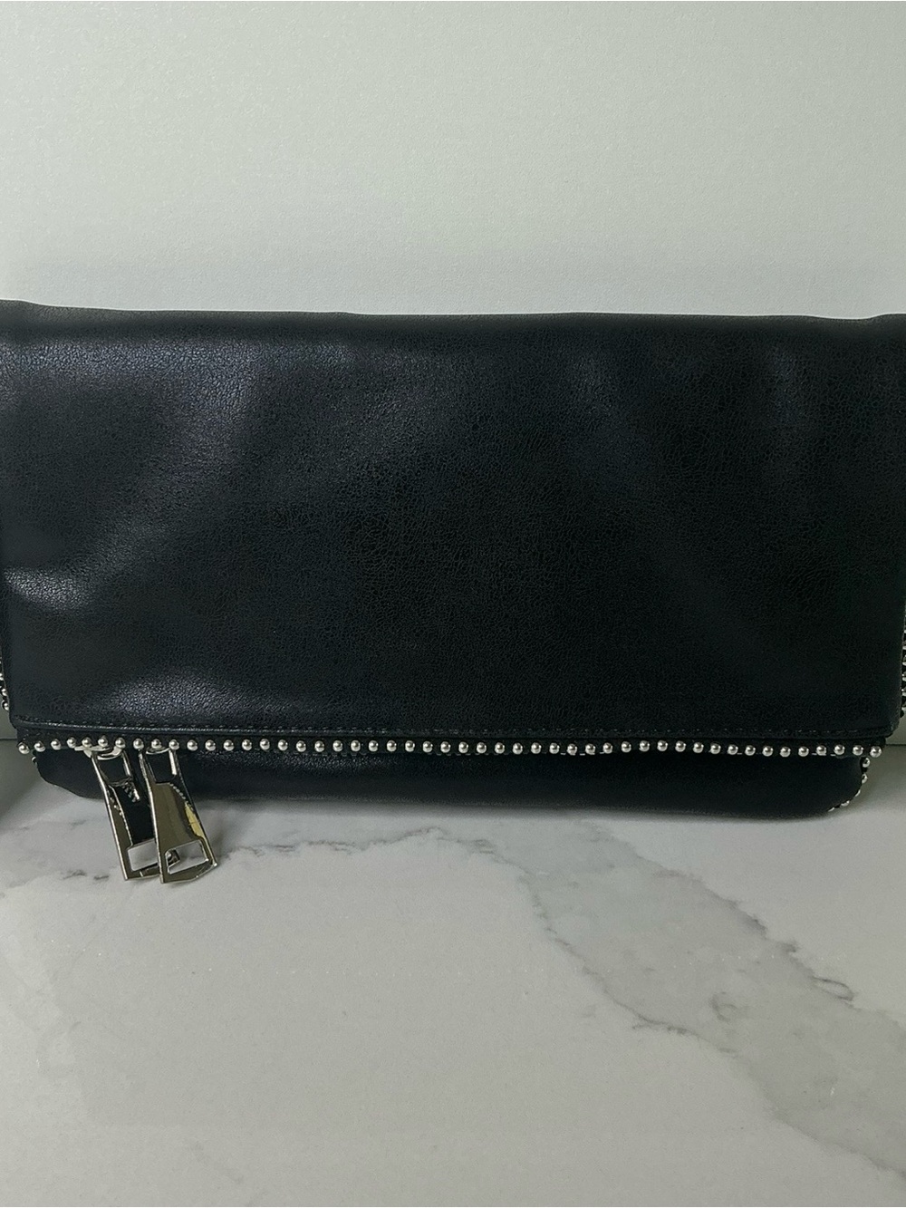 Fold Over Purse Crossbody Bag Black With Tassel Party New Years Xmas